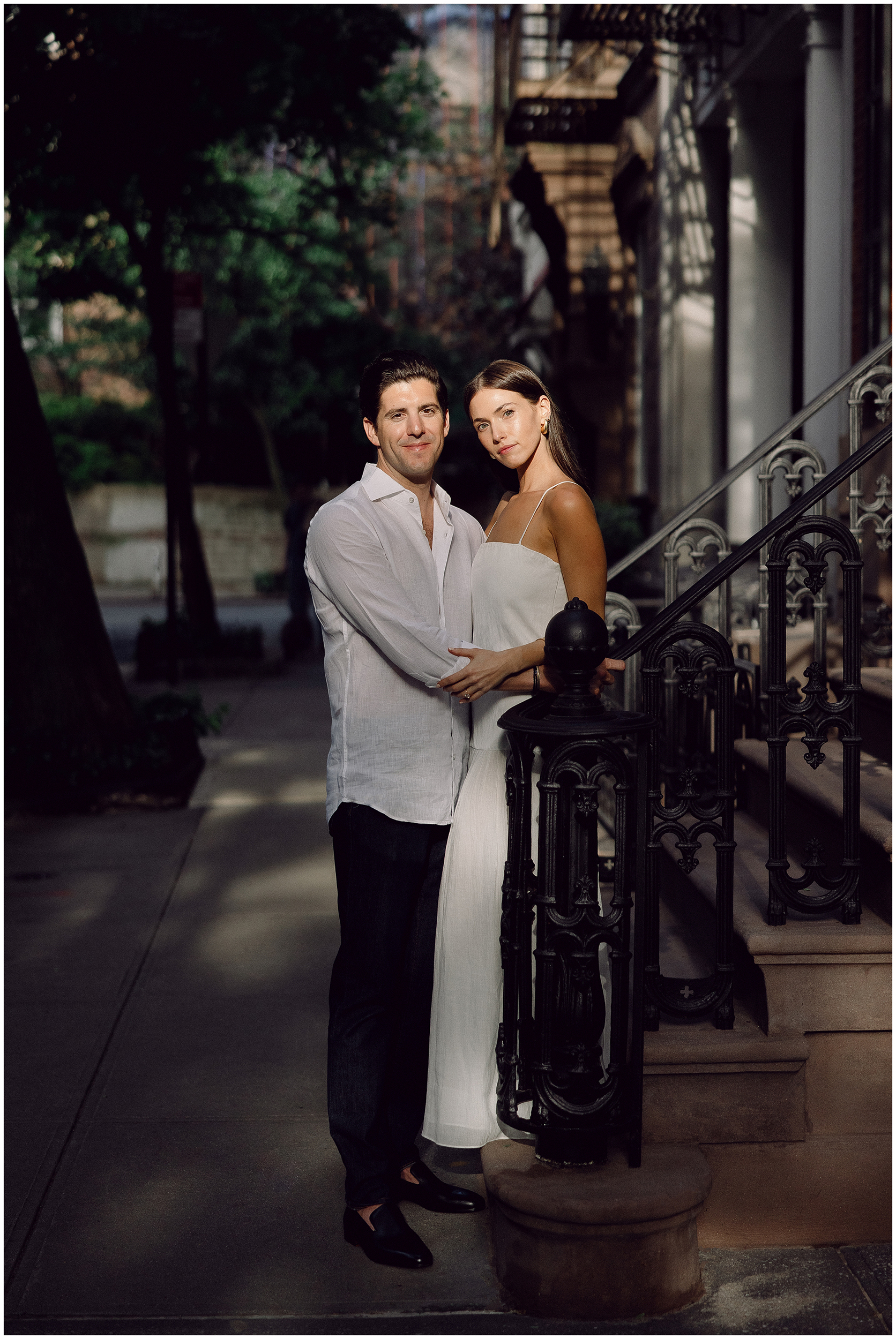 an engagement session in the West Village with a stylish couple